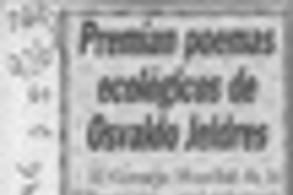 Premian poemas ecológicos de Osvaldo Jeldres  [artículo].