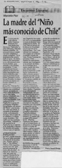 La madre del "Niño más conocido de Chile"  [artículo] Mario Noceti Zerega.