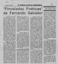 "Pinceladas poéticas" de Fernando Salvador  [artículo] Eddie Morales Piña.