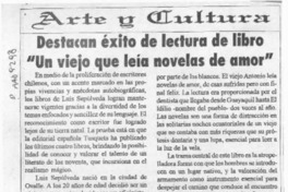 Destacan éxito de lectura de libro "Un viejo que leía novelas de amor"  [artículo].