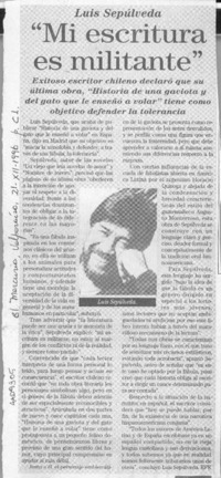 "Mi escritura es militante"  [artículo] E. F. E.