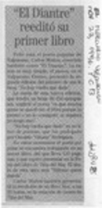 "El Diantre" reeditó su primer libro  [artículo].