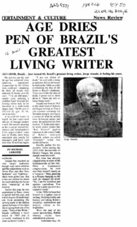 Age dries pen of Brazil's greatest living writer  [artículo].