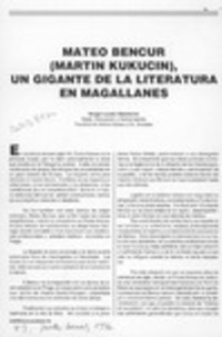 Mateo Bencur (Martín Kukucin), un gigante de la literatura en Magallanes  [artículo] Sergio Lausic Glasinovic.
