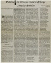 Palabras en torno al silencio de Jorge González Bastías