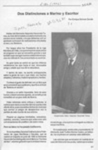 Dos distinciones a marino y escritor  [artículo] Enrique Skinner Zavala.