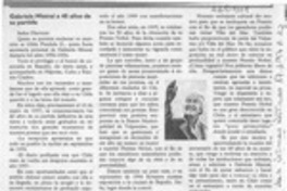 Gabriela Mistral a 40 años de su partida  [artículo] Gilda Péndola Gianollo.