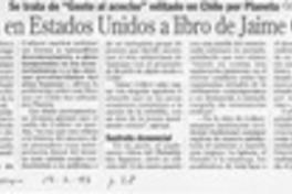 Elogian en Estados Unidos a libro de Jaime Collyer  [artículo].