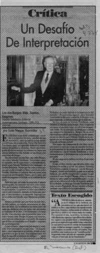 Un desafío de interpretación  [artículo] Luis Vargas Saavedra.
