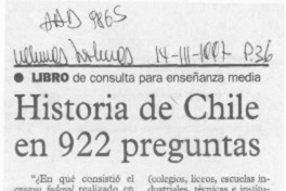 Historia de Chile en 922 preguntas  [artículo].