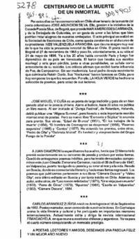 Centenario de la muerte de un inmortal  [artículo] Inés Valenzuela.