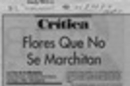 Flores que no se marchitan  [artículo] Ana María Larraín.