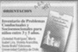 Inventario de problemas conductuales y sociemocionales para niños entre 3 y 5 años  [artículo] Consuelo Undurraga Infante.