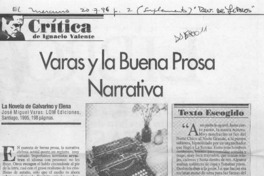 Varas y la buena prosa narrativa  [artículo] Ignacio Valente.