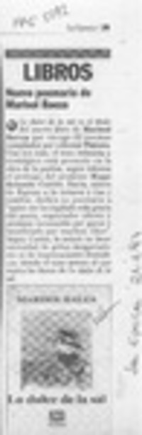 Nuevo poemario de Marisol Baeza  [artículo].