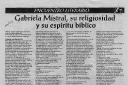 Gabriela Mistral, su religiosidad y su espíritu bíblico  [artículo] Mario Noceti Zerega.
