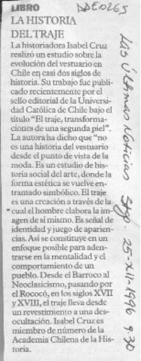La Historia del traje  [artículo].