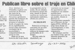 Publican libro sobre el traje en Chile  [artículo].