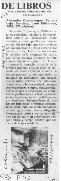 Reseña de libros  [artículo] Eduardo Guerrero del Río.