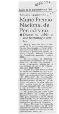 Murió Premio Nacional de periodismo  [artículo].
