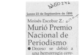 Murió Premio Nacional de periodismo  [artículo].