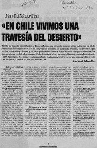 "En Chile vivimos una travesía del desierto"  [artículo] Heidi Schmidlin.