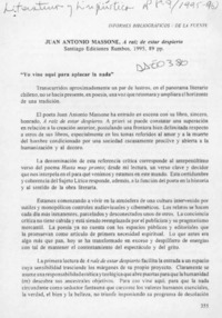 Juan Antonio Massone, a raíz de estar despierto  [artículo] José Alberto de la Fuente.