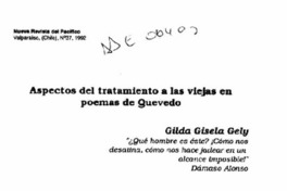 Aspectos del tratamiento a las viejas en poemas de Quevedo  [artículo] Gilda Gisela Gely.