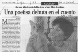 Una poetisa debuta en el cuento  [artículo] Loreto Novoa.