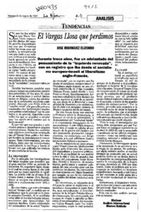 El Vargas Llosa que perdimos  [artículo] José Rodríguez Elizondo.