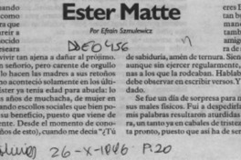Ester Matte  [artículo] Efraín Szmulewicz.