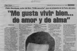 "Me gusta vivir bien -- de amor y de alma"  [artículo] Carolina Rosseau.