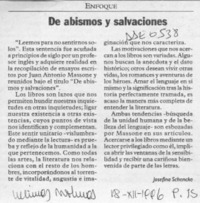 De abismos y salvaciones  [artículo] Josefina Schencke.