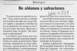 De abismos y salvaciones  [artículo] Josefina Schencke.