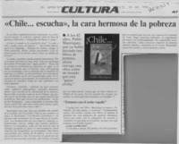 "Chile --escuha", la cara hermosa de la pobreza  [artîculo].