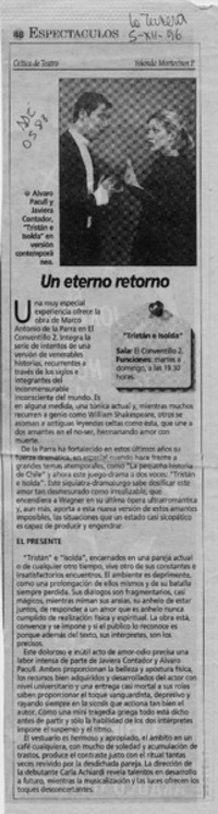 Un eterno retorno  [artículo] Yolanda Montecinos P.