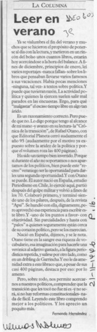 Leer en verano  [artículo] Fernando Hernández.