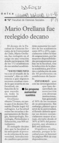Mario Orellana fue reelegido decano  [artículo].