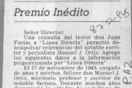 Premio inédito  [artículo] Carlos Calderón Ruiz de Gamboa.