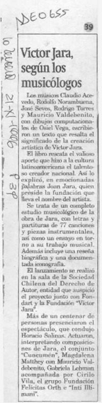 Víctor Jara, según los musicólogos  [artículo].