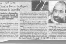 "En los grandes poetas, la alegoría puede alcanzar lo indecible"  [artículo].