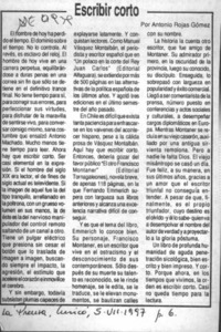 Escribir corto  [artículo] Antonio Rojas Gómez.