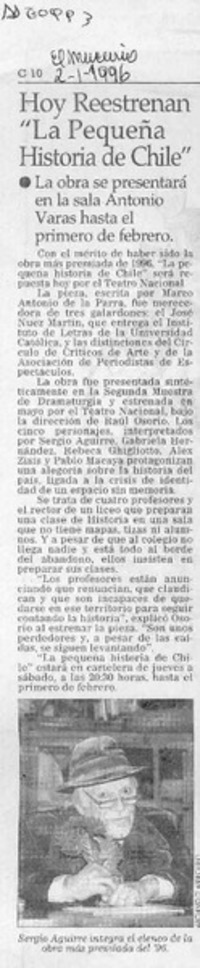 Hoy reestrenan "La pequeña historia de Chile"  [artículo].