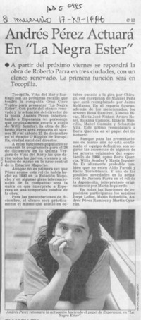 Andrés Pérez actuará en "La negra Ester"  [artículo].