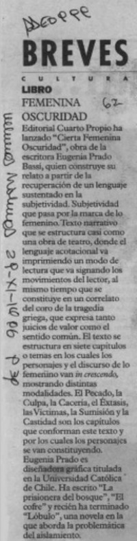 Femenina oscuridad  [artículo].