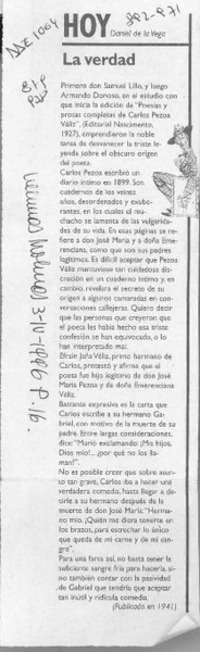 La verdad  [artículo] Daniel de la Vega.