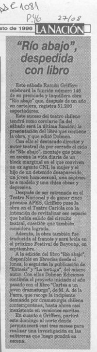 "Río abajo", despedida con libro  [artículo].