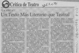 Un texto más literario que teatral  [artículo] Carola Oyarzún.