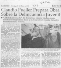 Claudio Pueller prepara obra sobre la delincuencia juvenil  [artículo].