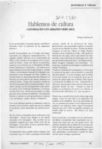 Hablemos de cultura  [artículo] Enrique Sanhueza B.